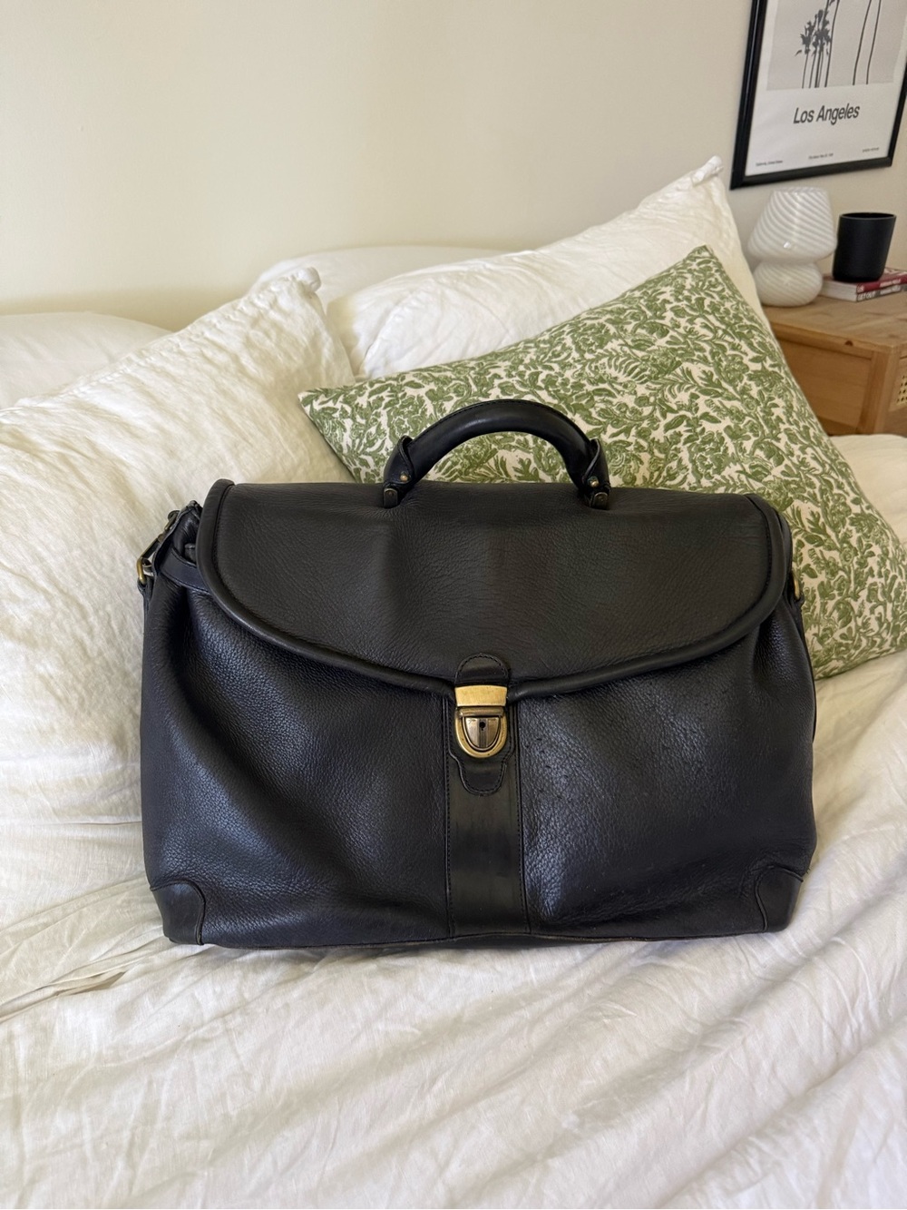 Bally Black Leather Laptop Briefcase with Top Handle